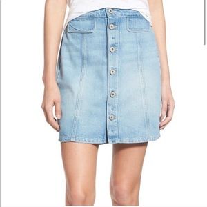 PAIGE Bianca Front Button Denim Skirt - Light Wash